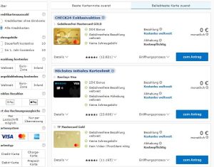 Kreditkarte vergleichen